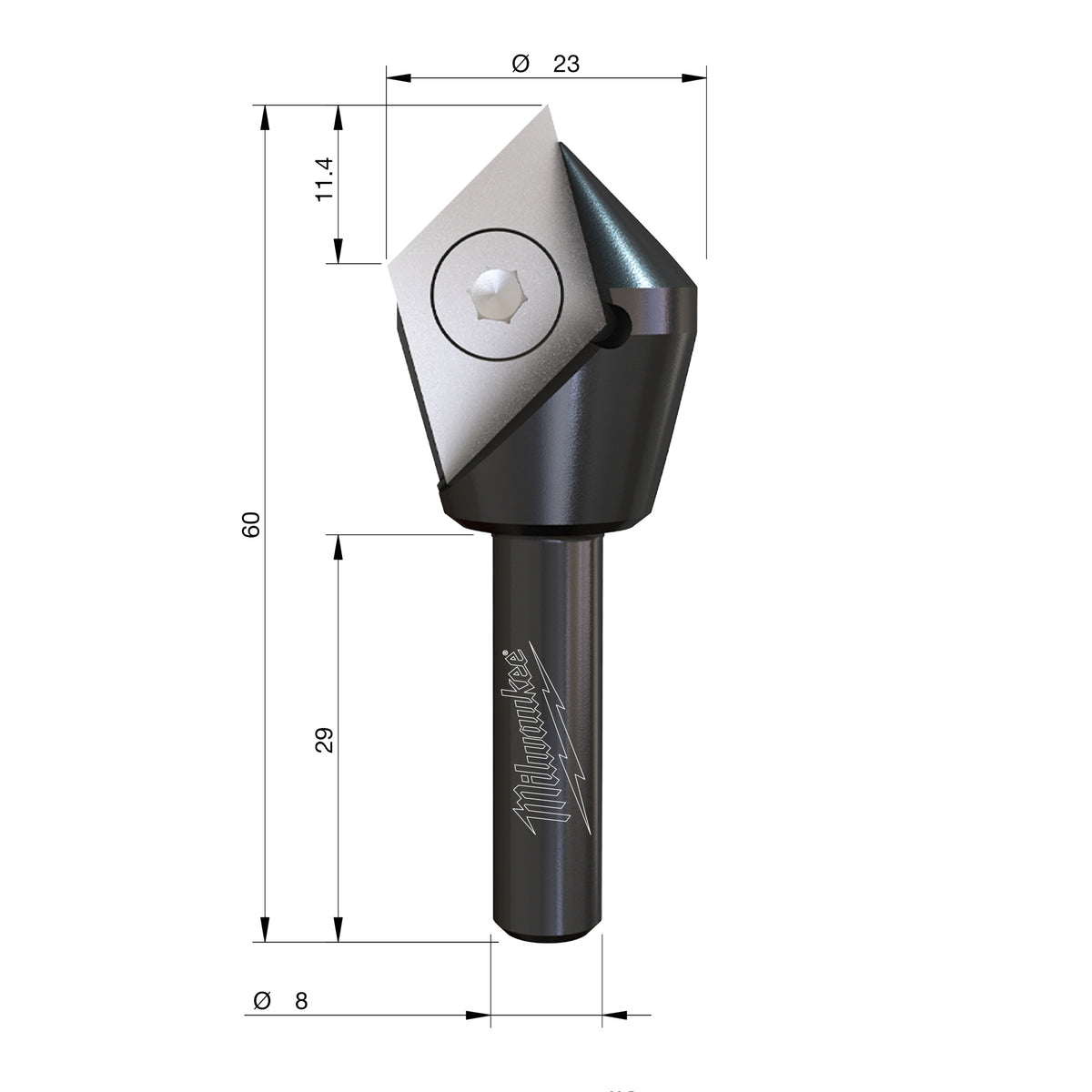 4932500958 Freze pentru caneluri în V cu cuțite din carbură interschimbabile Milwaukee