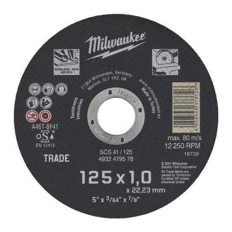 Milwaukee Disc abraziv pentru debitat metal SCS 125 x 1,0 x 22,22 mm, 4932479578