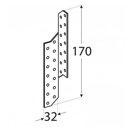 LK1 - Ancoră pană căprior stânga 32x170x2,0 mm