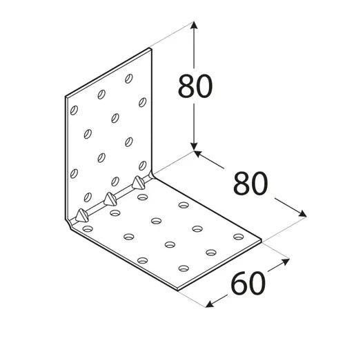KMP 8 - Colțar perforat ranforsat 80x80x60x1,5 mm