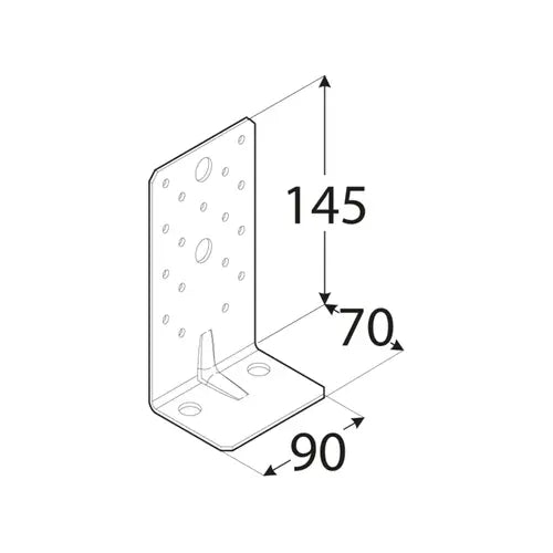 KP8 - Colțar ranforsat 145x70x90x2,5 mm