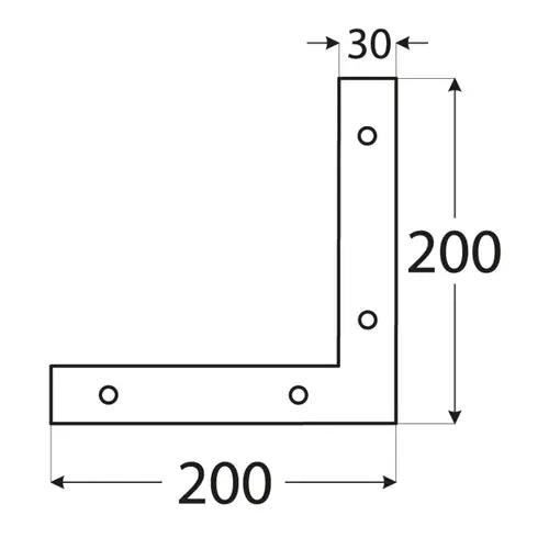 NA2 - Colțar plat 200x200x30x3,0 mm