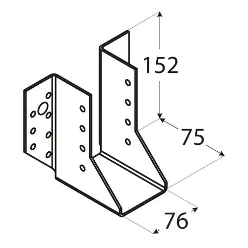 WB24 - Papuc grindă 76x152x75x2,0 mm