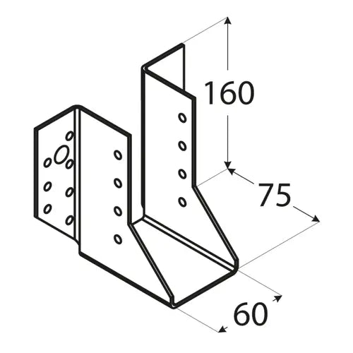 WB16 - Papuc grindă 60x160x75x2,0 mm