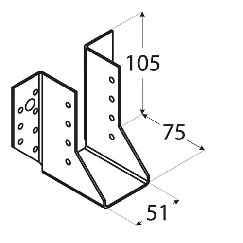 WB10 - Papuc grindă 51x105x75x2,0 mm