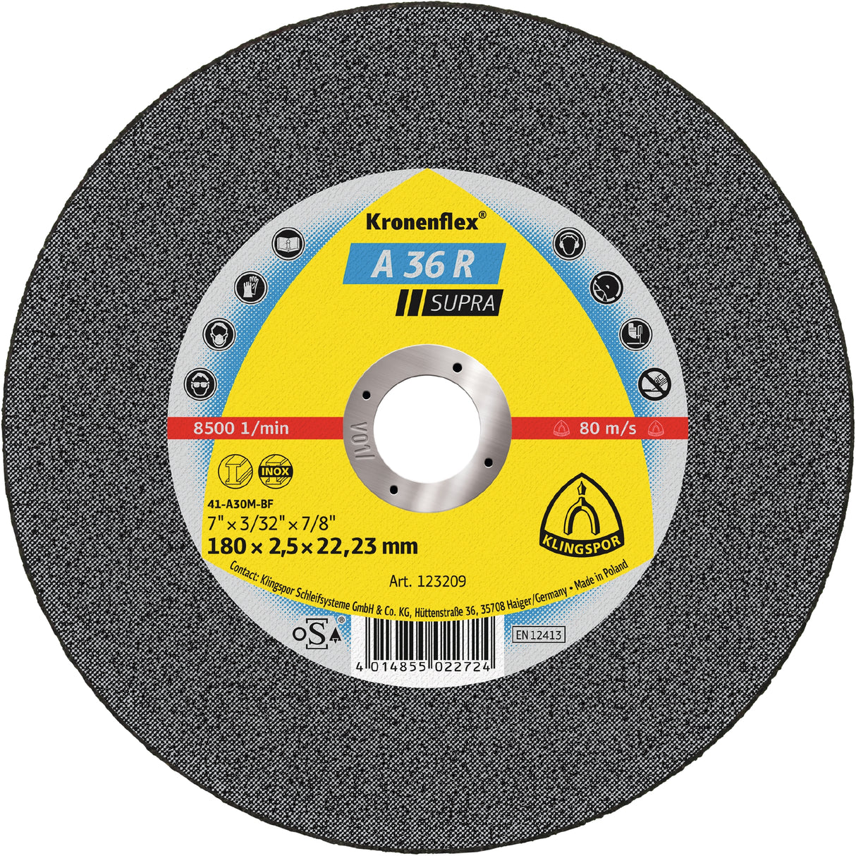 A 36 R Discuri debitare, 180 x 2,5 x 22,23 mm Drept