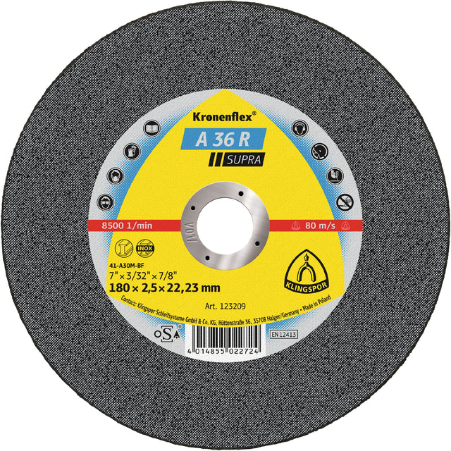A 36 R Discuri debitare, 180 x 2,5 x 22,23 mm Drept