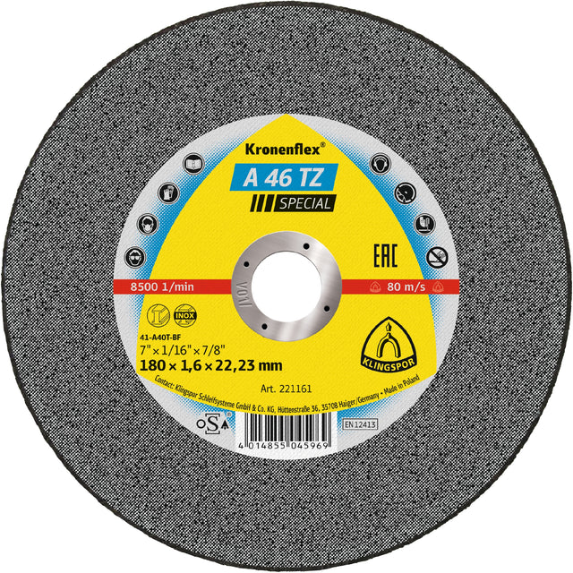 A 46 TZ Discuri debitare, 180 x 1,6 x 22,23 mm Drept