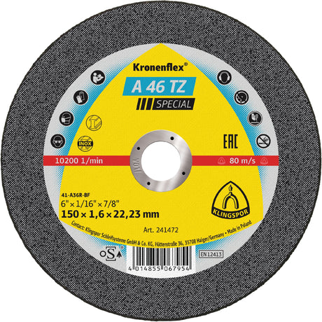A 46 TZ Discuri debitare, 150 x 1,6 x 22,23 mm Drept