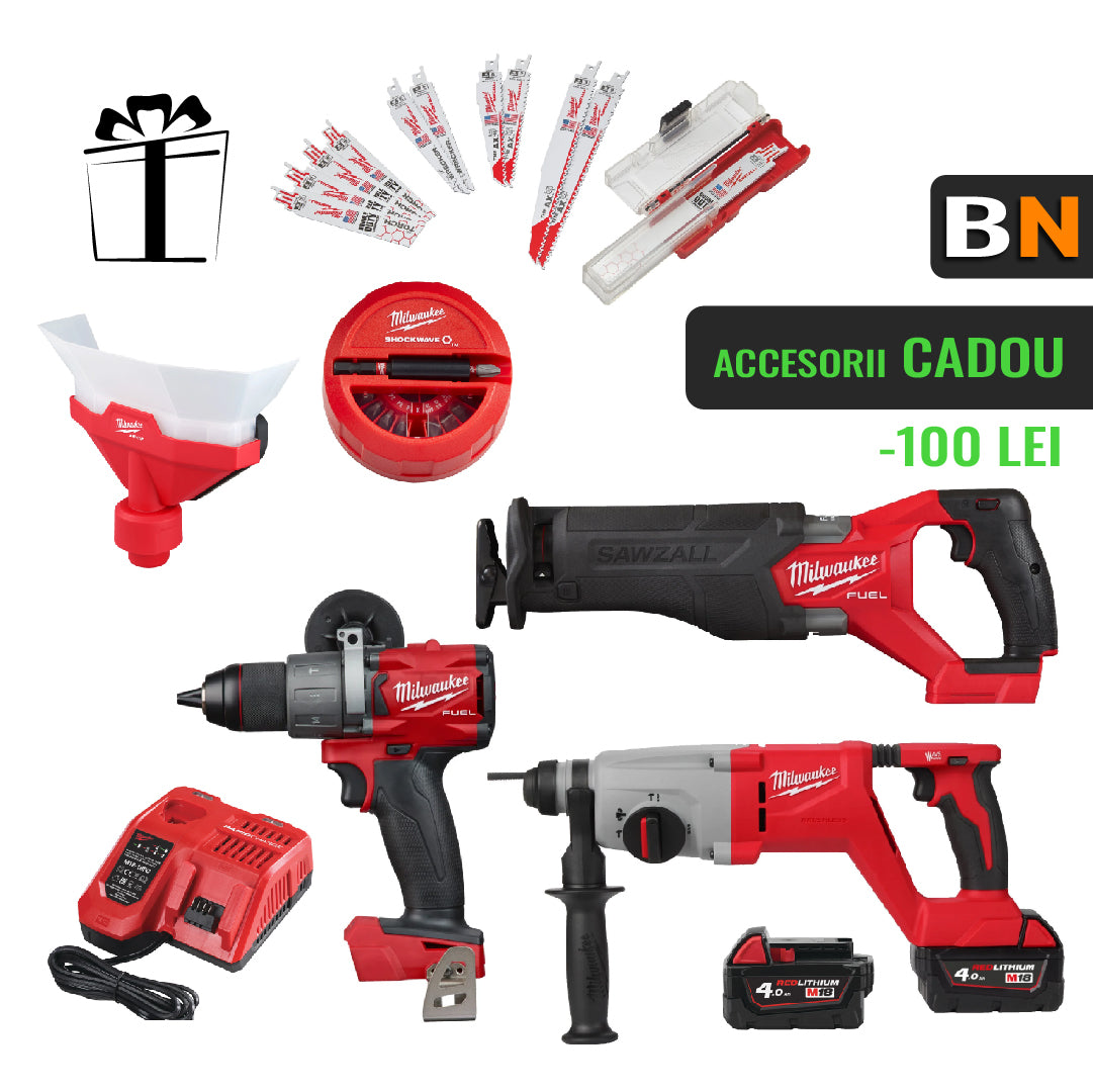Pachet BN - Rotopercutor M18 BLHACD-402X + Fierăstrău sabie M18 FSZ-0 + M18 FPD2-0 + Accesorii Cadou