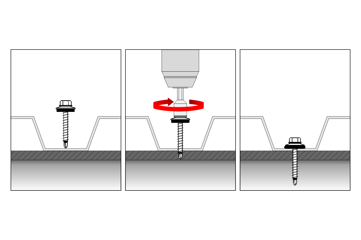 WF - Șurub autoforant cu șaibă, pentru țiglă metalică și șipci metalice