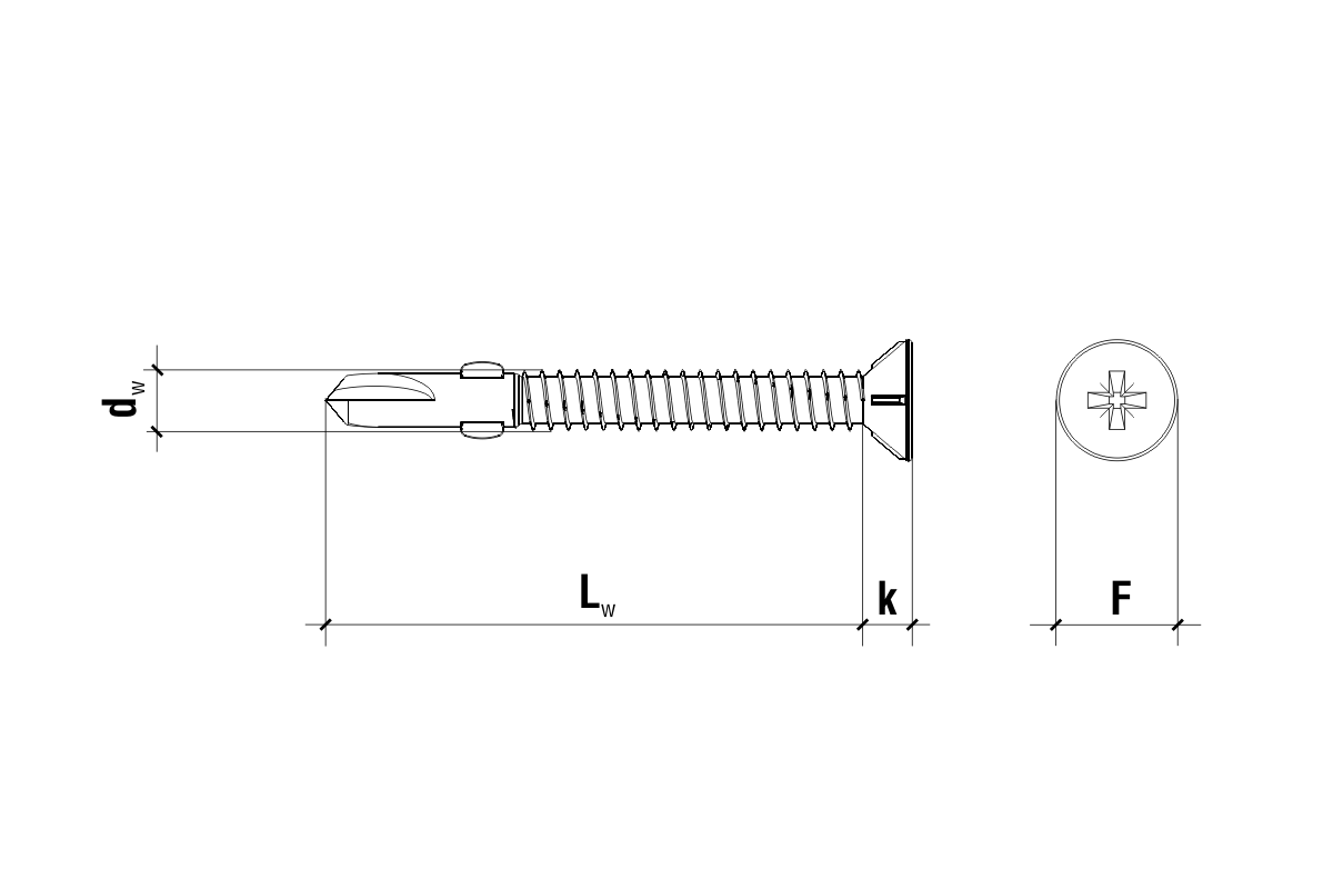 WSDSK - Șurub autoforant lemn cu cap PK