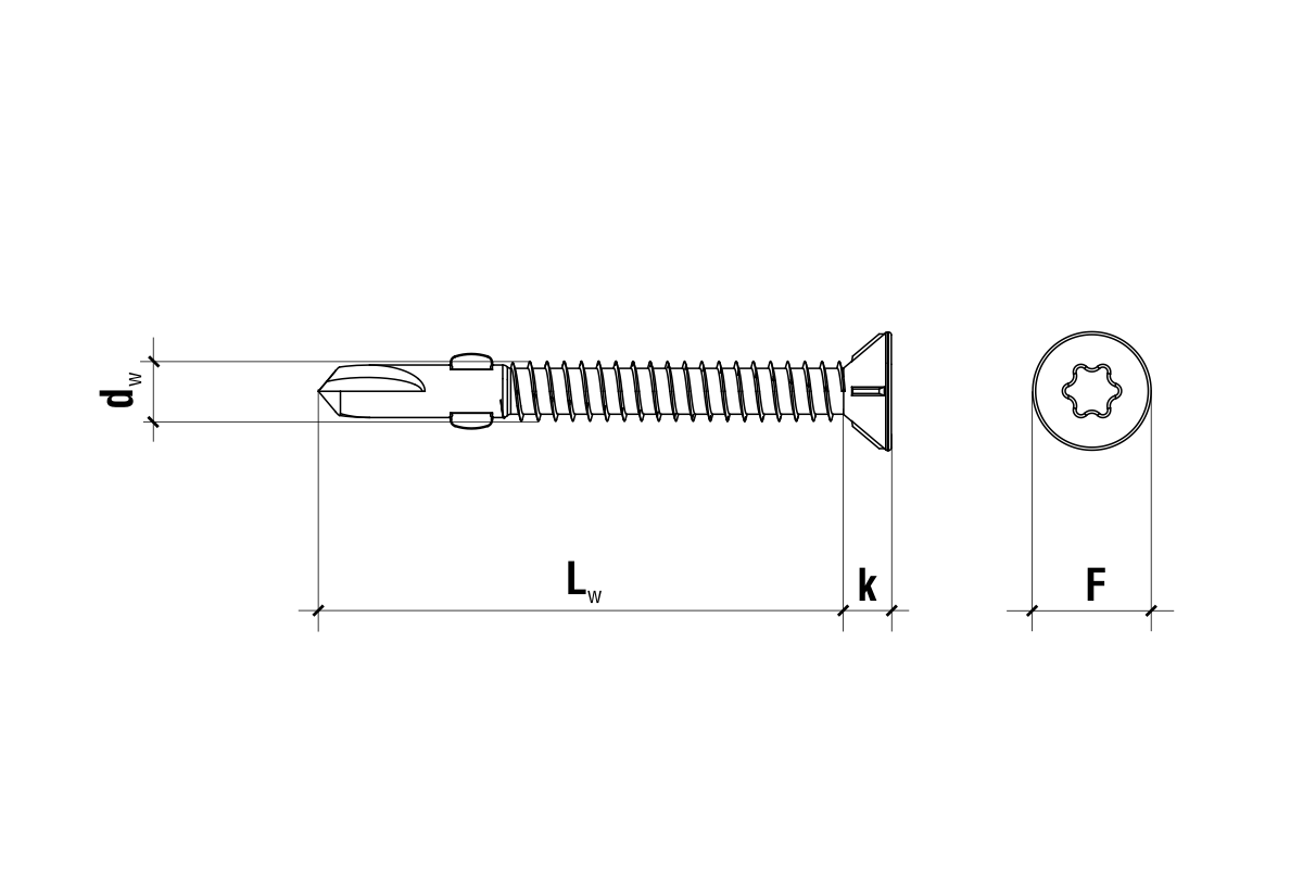 WSDST - Șurub autoforant lemn cu cap TX