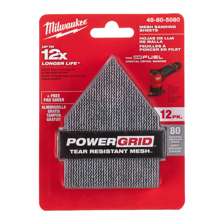 Milwaukee Set de 12 buc de plasă abrazivă granulație 120, 67x80, plus suport 48805120