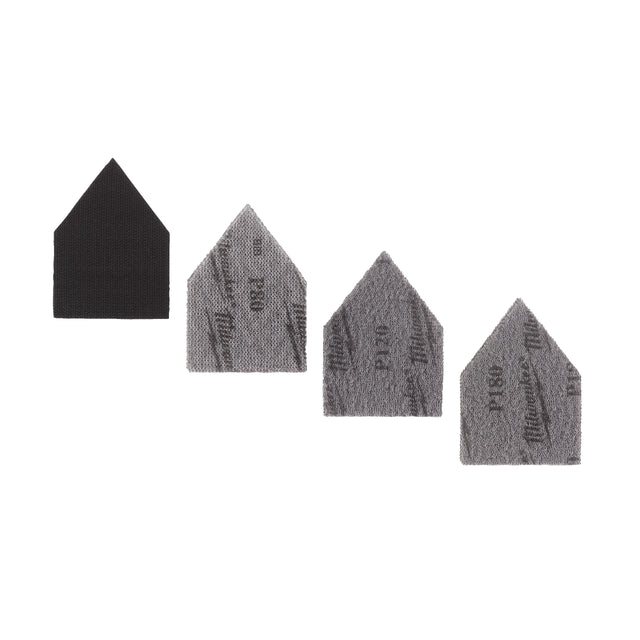 Milwaukee Set de 12 buc de plasă abrazivă granulație 80,120,180, 67x80, plus suport 48805405