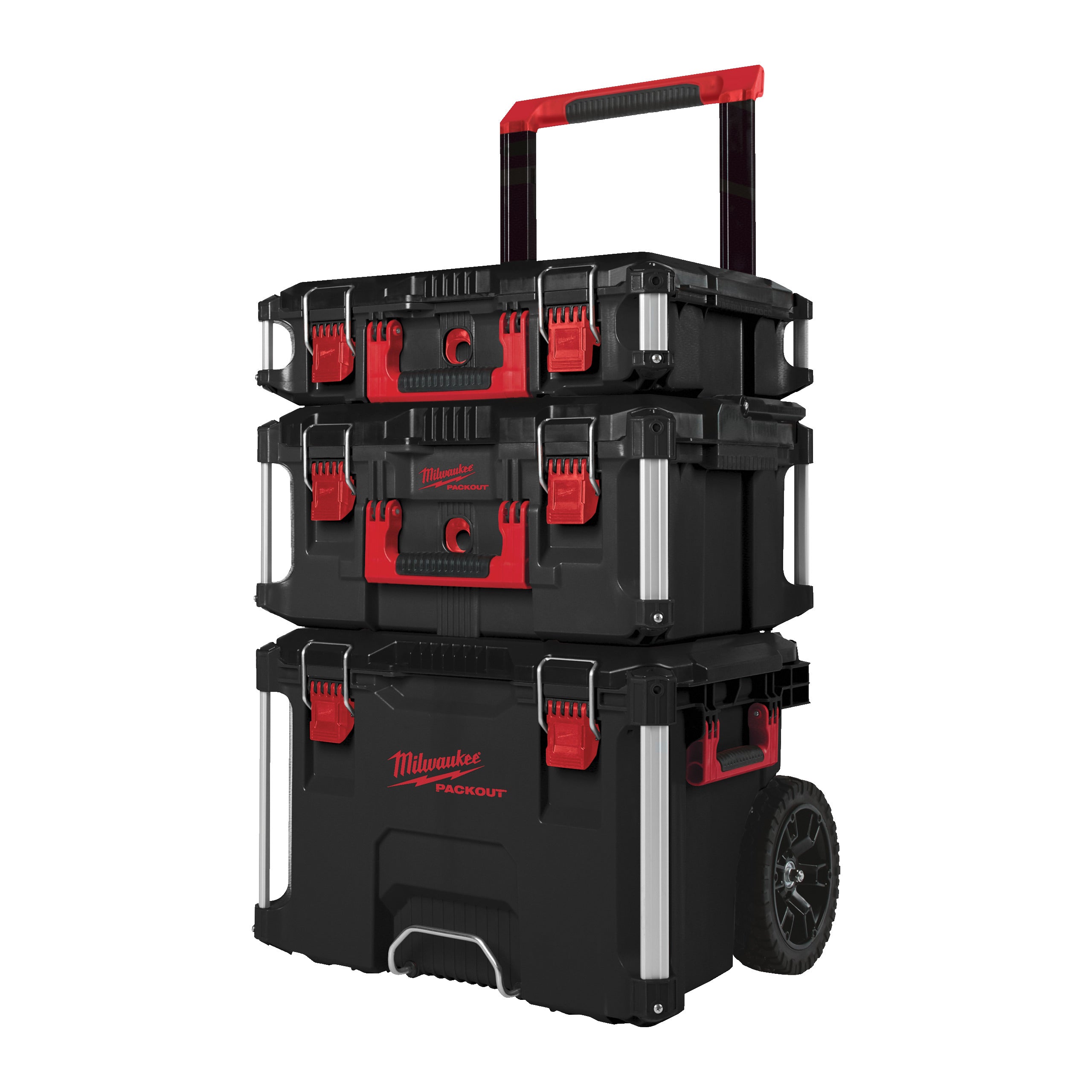Set sistem de depozitare modular Milwaukee PACKOUT™ format din 3 componente: cutie cu roți, cutie medie și cutie mică. Oferă durabilitate excepțională datorită construcției din polimeri rezistenți la impact și colțuri metalice ranforsate. Compatibil cu întreaga gamă PACKOUT™ pentru transport și organizare eficientă pe șantier.