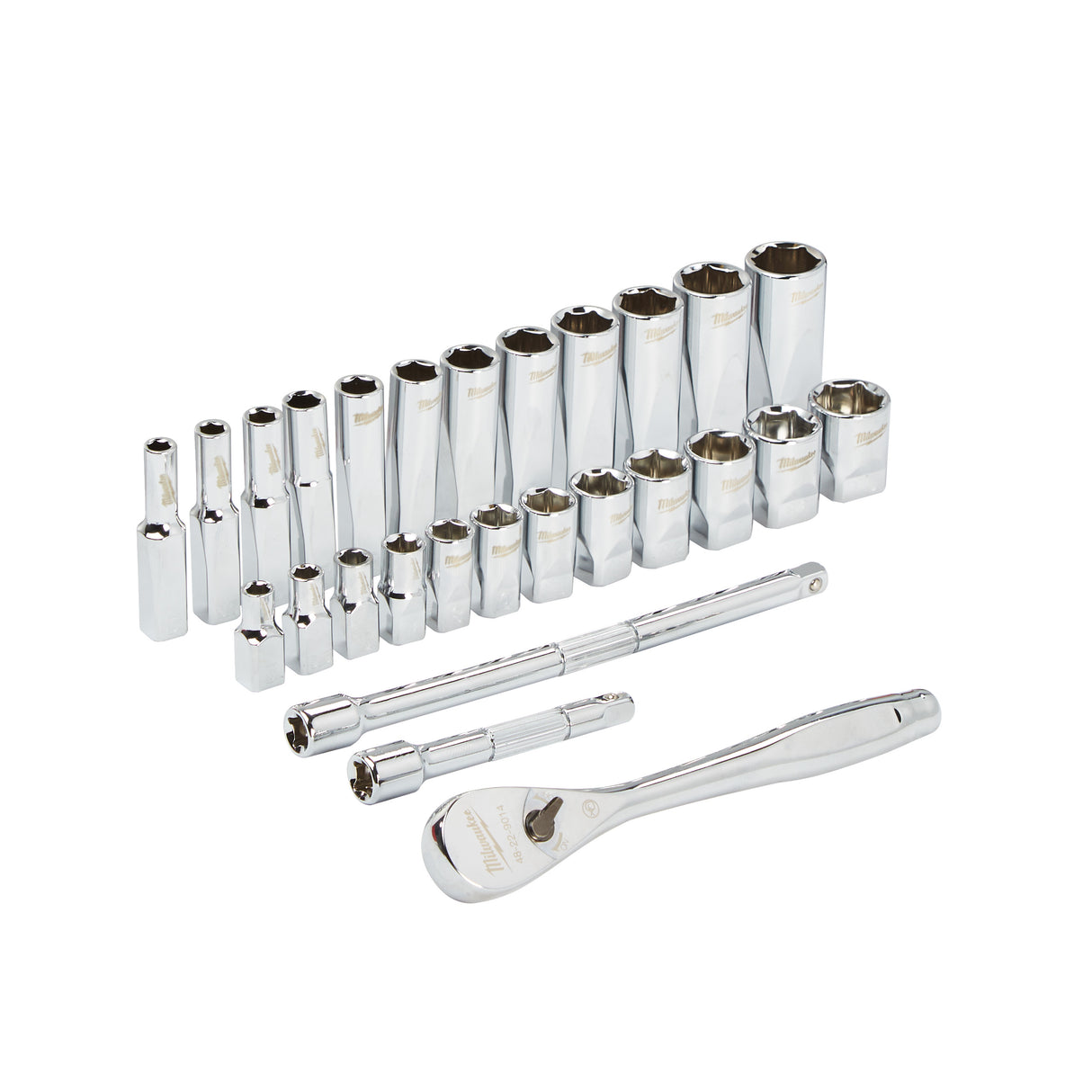 Milwaukee Trusă de chei tubulare cu clichet 1/4'', sistem metric - 28 bucăți 4932464943