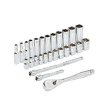 Milwaukee Trusă de chei tubulare cu clichet 1/4'', sistem metric - 28 bucăți 4932464943
