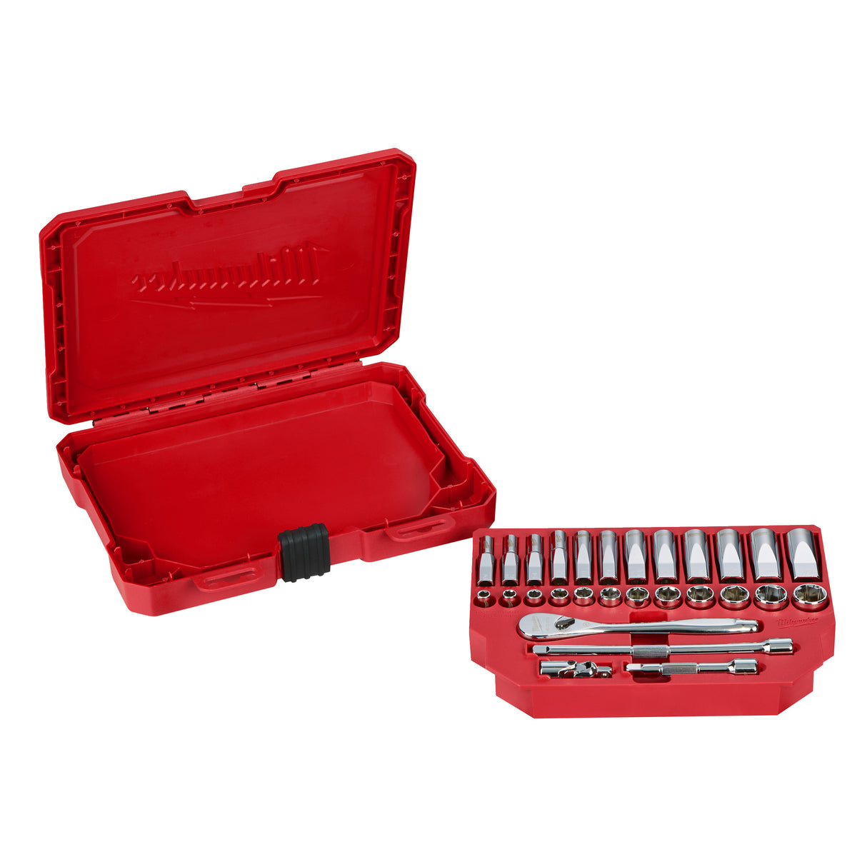 Milwaukee Trusă de chei tubulare cu clichet 1/4'', sistem metric - 28 bucăți 4932464943