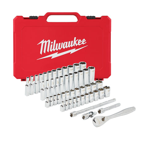 Milwaukee Trusă de chei tubulare cu clichet 1/4'', 50 bucăți - metric și imperial 4932464944