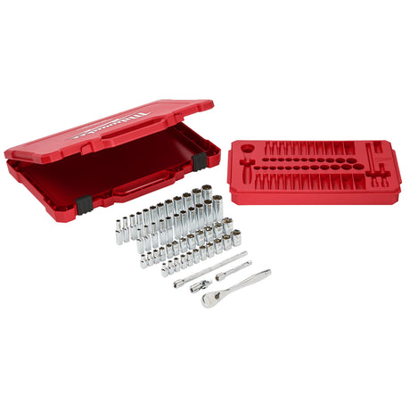 Milwaukee Trusă de chei tubulare cu clichet 1/4'', 50 bucăți - metric și imperial 4932464944