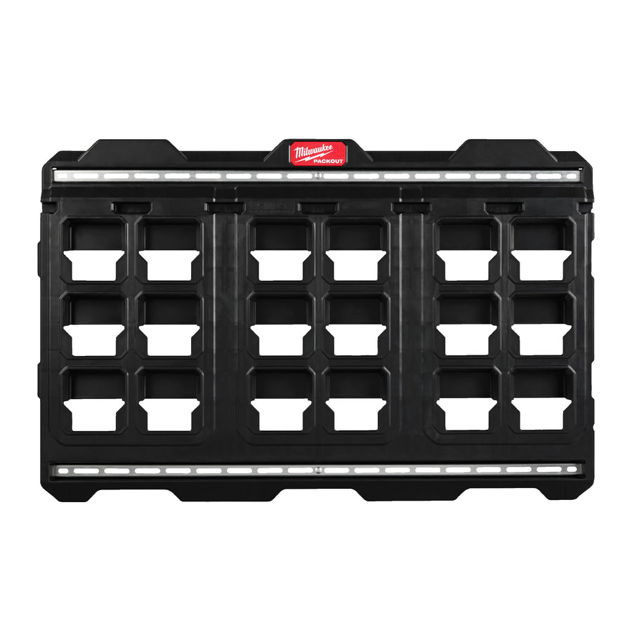 Placă de perete PACKOUT™ – sistem modular pentru organizarea sculelor și accesoriilor pe verticală. Construcție robustă din polimer armat, compatibilă cu toate componentele din gama PACKOUT™, permite montaj sigur pe pereți în atelier, garaj sau autoutilitară. Ideală pentru maximizarea spațiului și acces rapid la unelte.