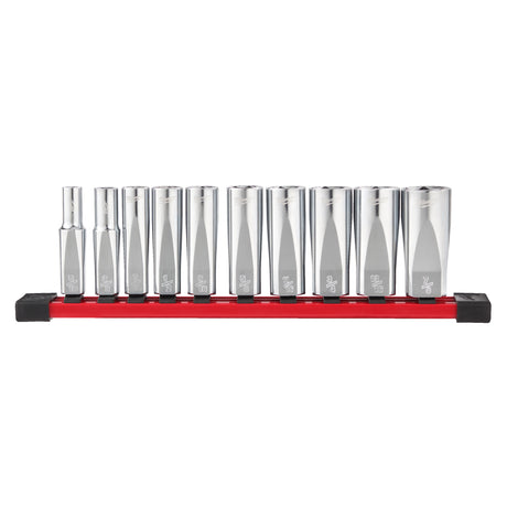 Milwaukee Set 10 bucăți chei tubulare lungi cromate 3/8˝ sistem imperial 4932492510