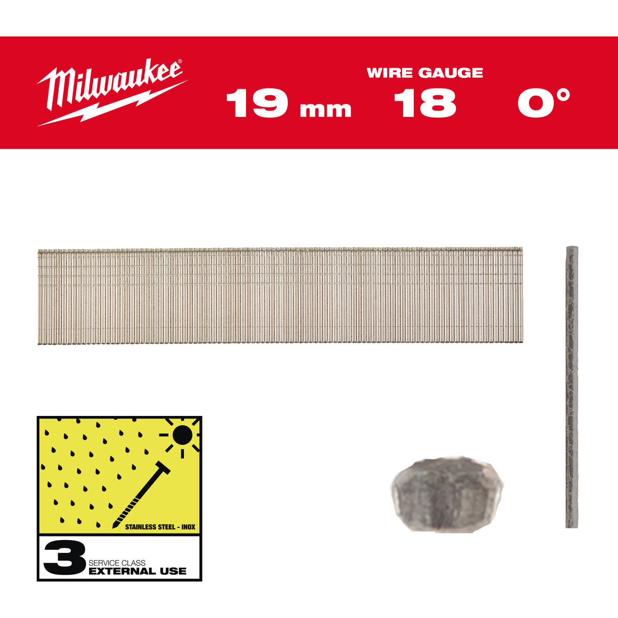 Milwaukee Cuie inox 18g, 19mm, 10.000 bucăți 4932492558