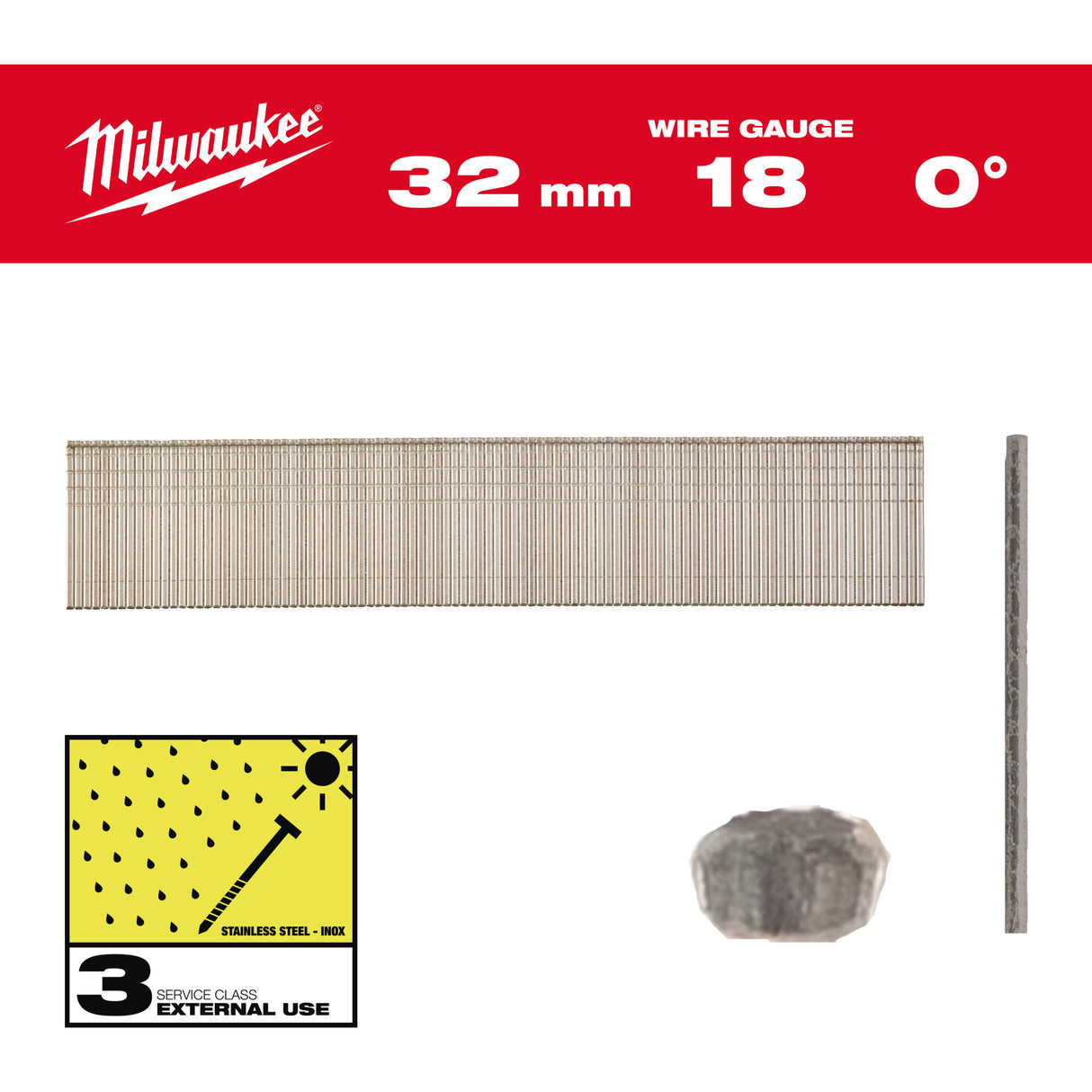 Milwaukee Cuie inox 18g, 32mm, 5.000 bucăți 4932492561