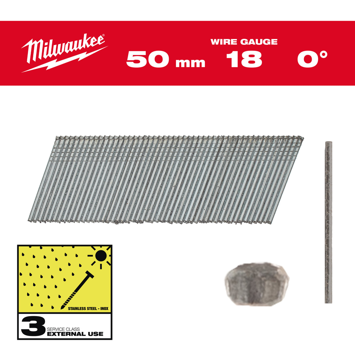 Milwaukee Cuie inox 18g, 50mm, 3.000 bucăți 4932492564