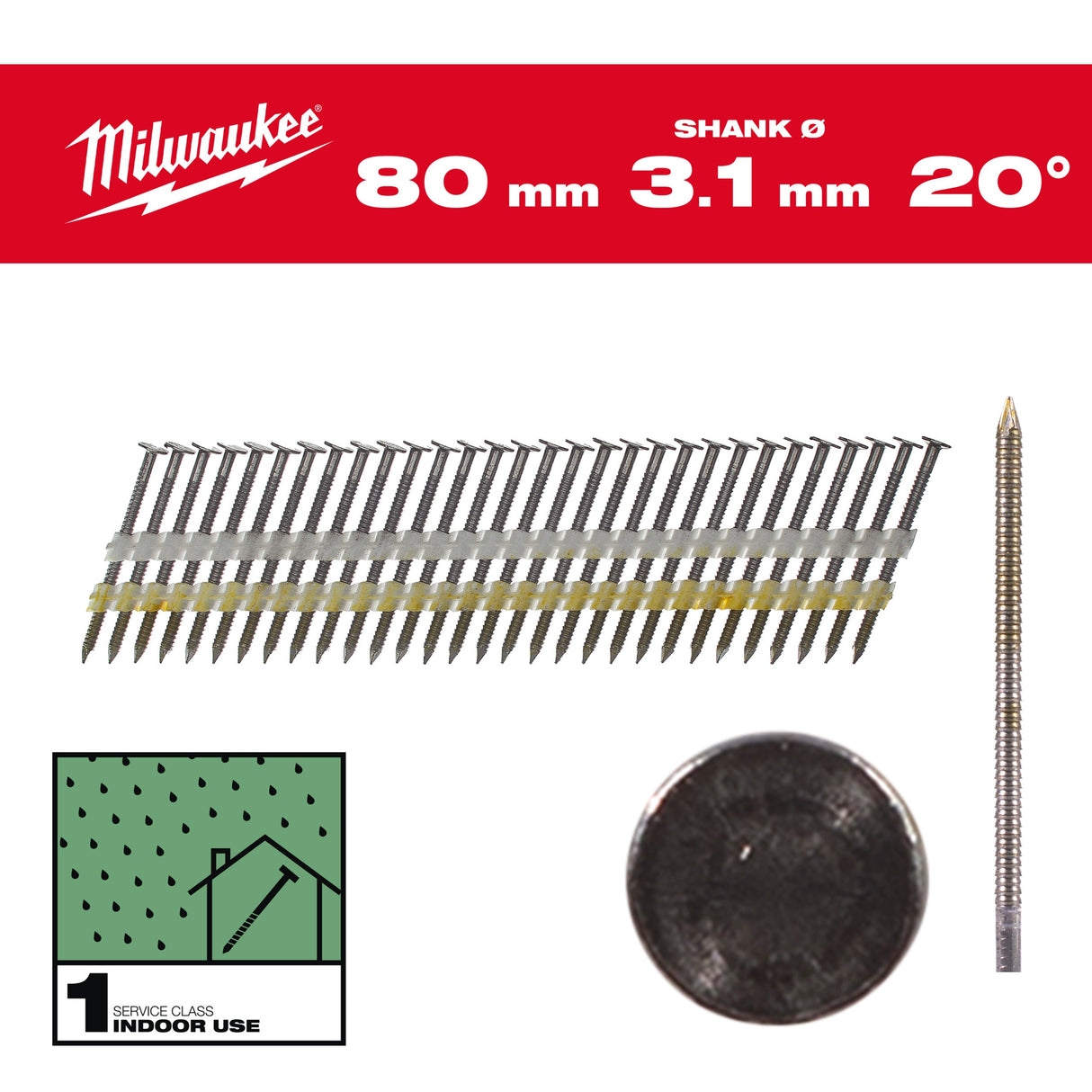 Cuie pentru pistol, 20°, cap rotund Milwaukee