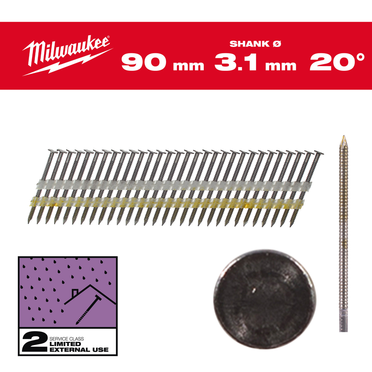 Milwaukee Cuie cap rotund, 20,g, 90mm, 1.750 bucăți 4932492594