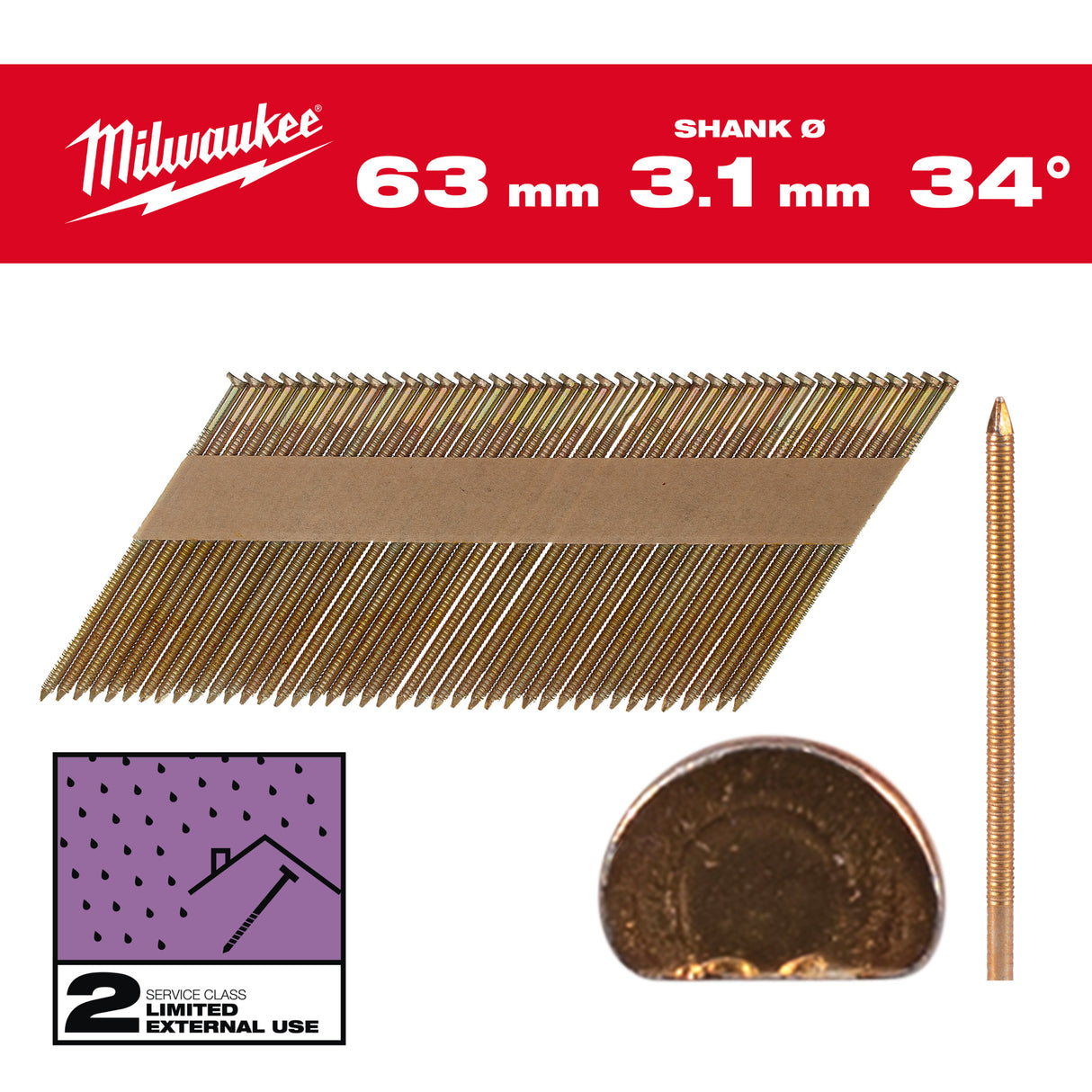 Milwaukee Cuie cap d, 34, 63x3,1, rs, g, 2.200 bucăți 4932492609