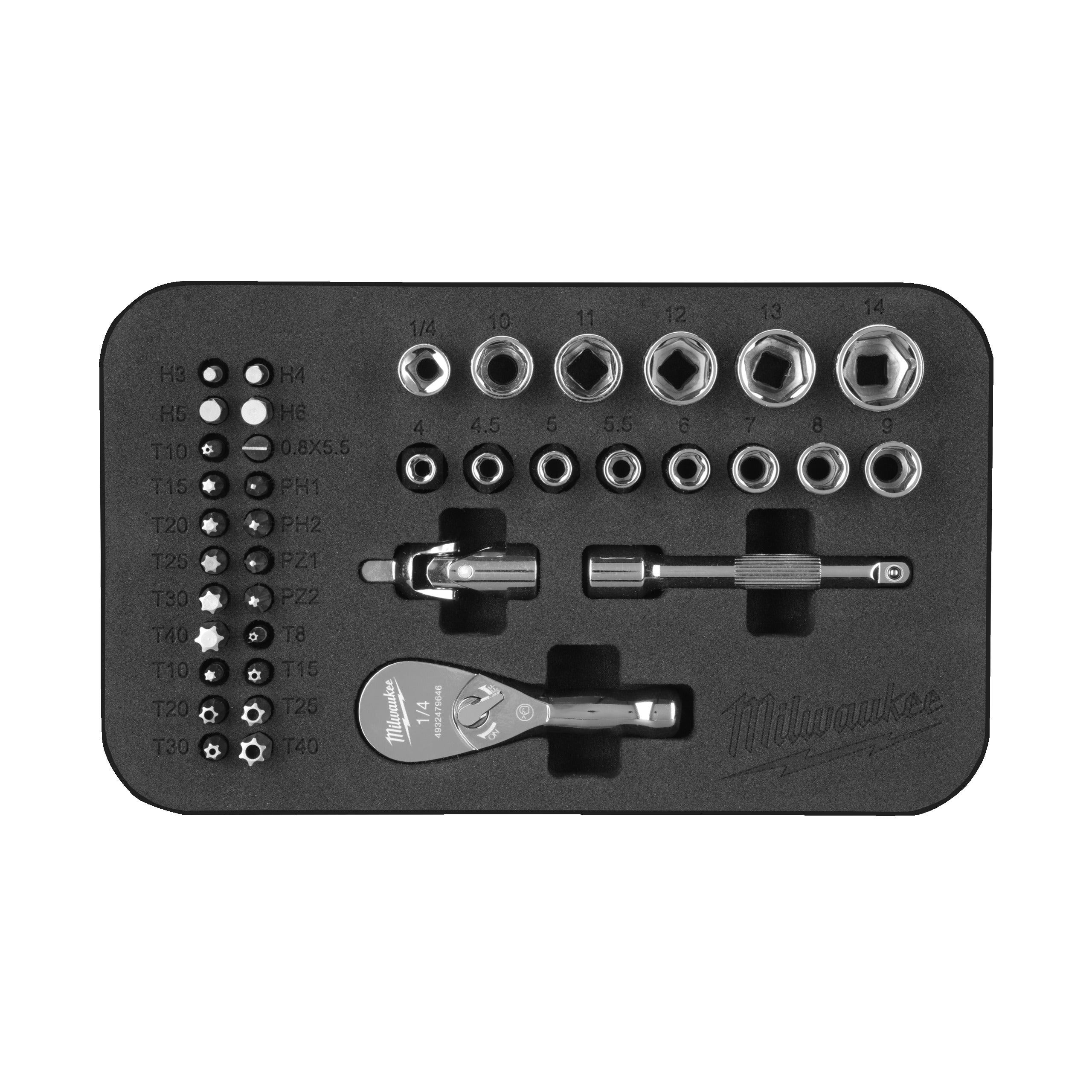 Milwaukee Set de 39 chei cu clichet de 1/4