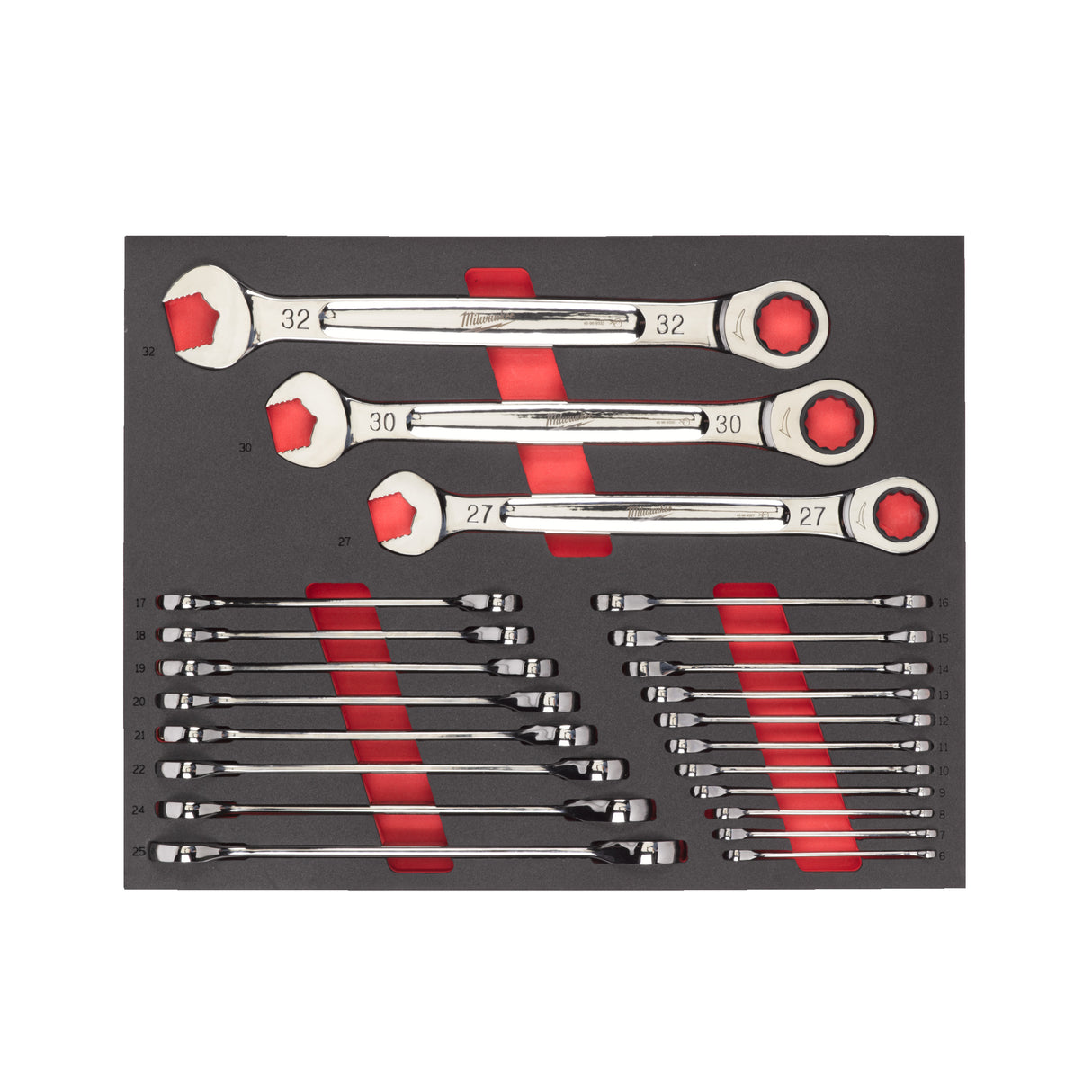 Milwaukee Set 22 bucăți chei combinate cu clichet max bite în inserție spumă 4932493248