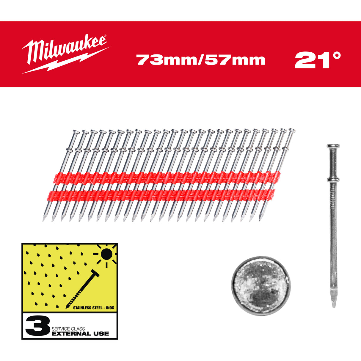Milwaukee Cuie duplex 21° cap rotund 73mm/57mm-2000 buc. 4932498155