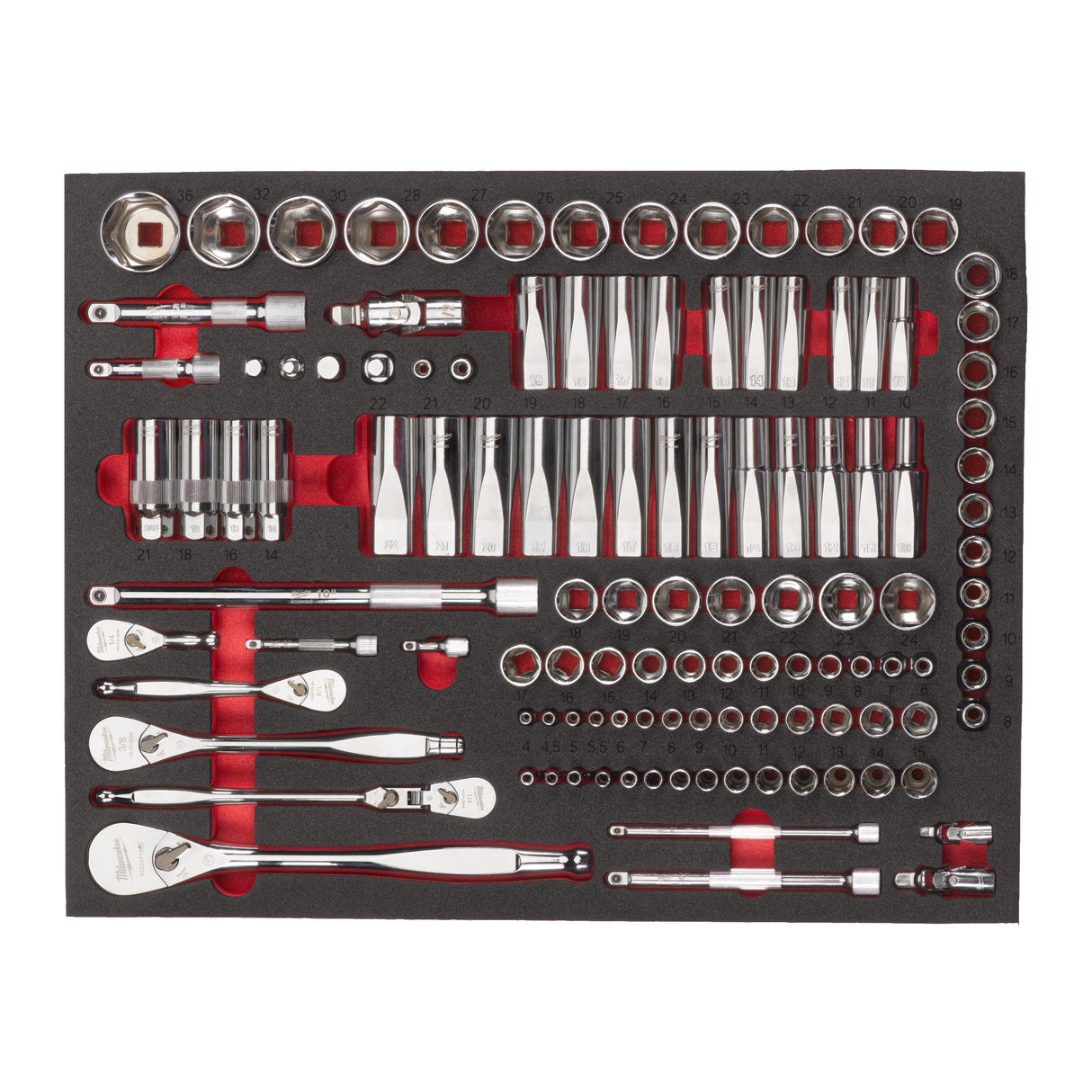 set insertie spuma goala pentru antrenor cu clichet si tubulare 14 38 12 Milwaukee