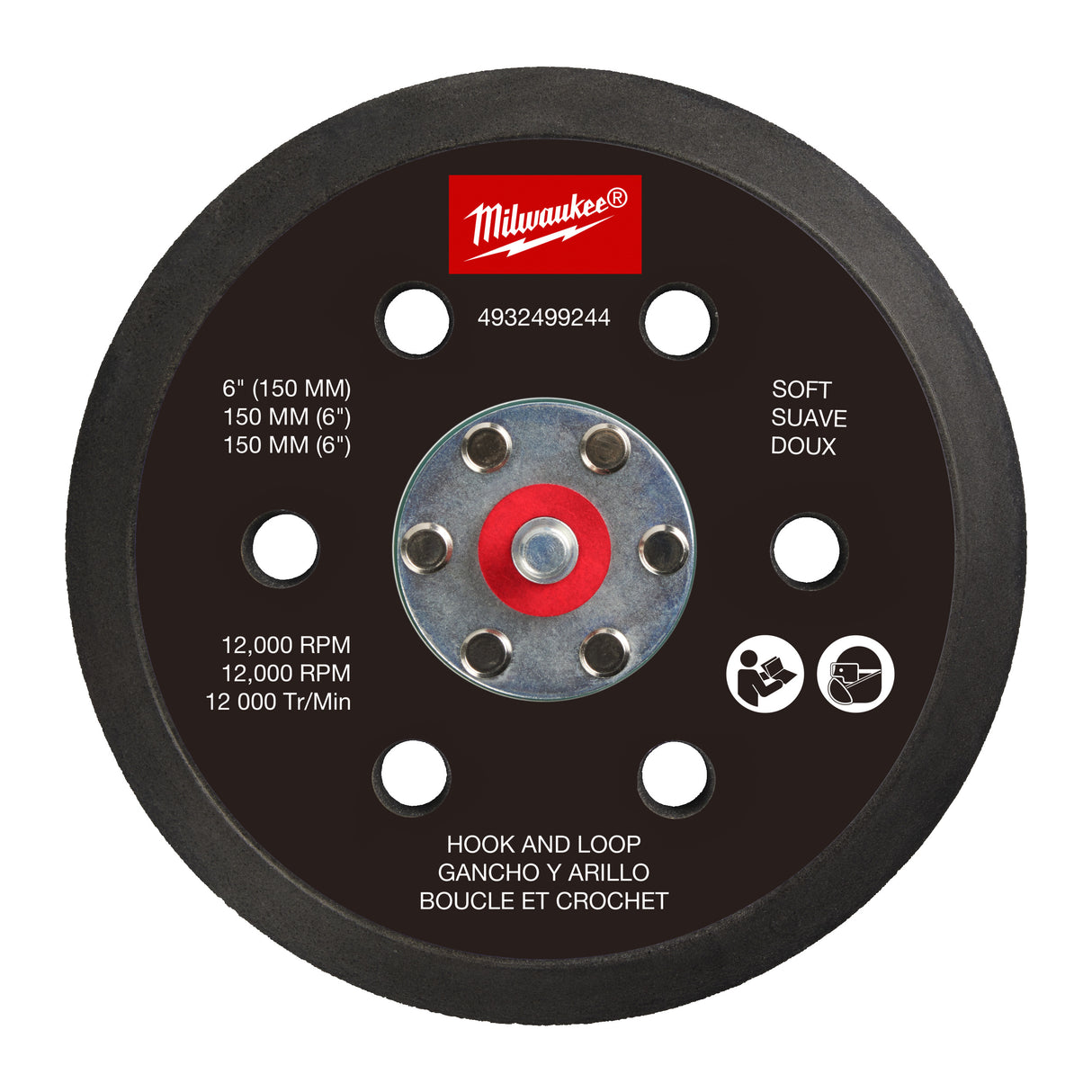 Milwaukee FROSBPSH150 Suport pentru șlefuitor orbital M12 FUEL™ 150 mm - moale și hook & loop 4932499244