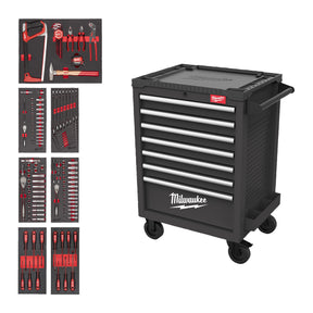 toolguard dulap de scule mobil echipat cu 7 sertare metalic 69 cm dotat cu 131 buc scule universale Milwaukee
