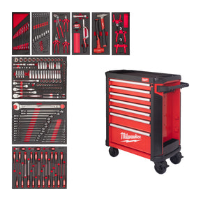 toolguard dulap de scule mobil cu 7 sertare metalic 78 cm dotat cu scule eu Milwaukee