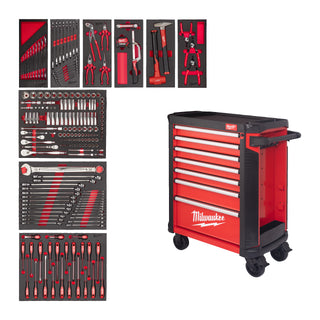 toolguard dulap de scule mobil cu 7 sertare metalic 78 cm dotat cu scule eu Milwaukee