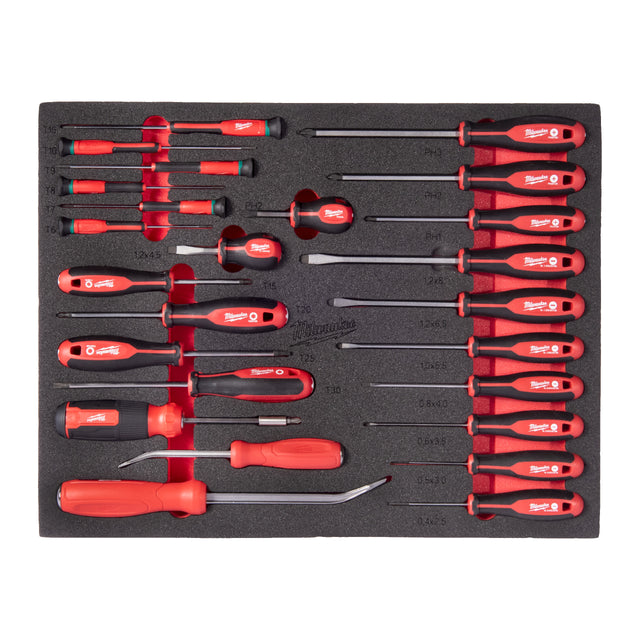 set insertie spuma cu surubelnite si leviere Milwaukee
