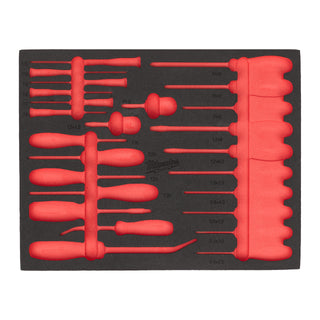 set insertie spuma antrenor cu clichet chei tubulare si cap chei tubulare 14 si 38 Milwaukee