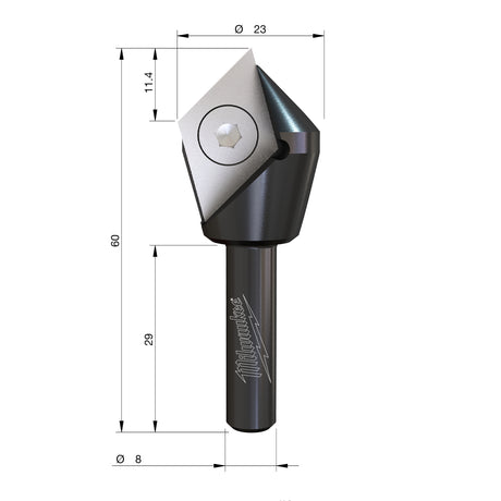 4932500958 Freze pentru caneluri în V cu cuțite din carbură interschimbabile Milwaukee