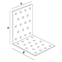 Colțar metalic perforat tip L, ideal pentru fixarea și consolidarea îmbinărilor la structuri din lemn sau metal.