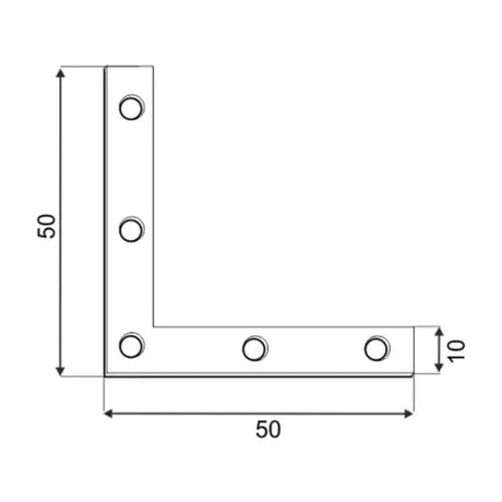 NA 50 Colțar plat 50x50x10x2,0 mm