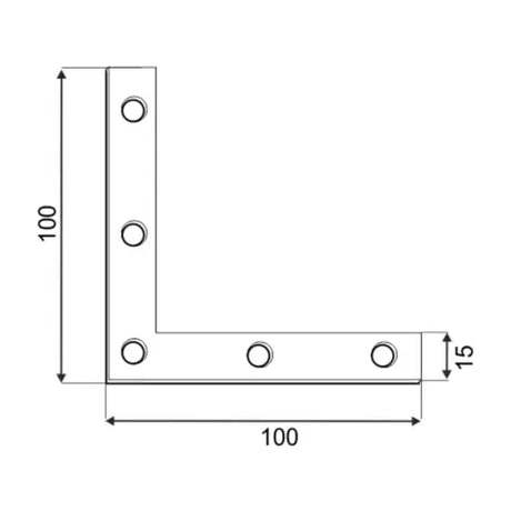 NA 100  Colțar plat 100x100x15x2,0 mm