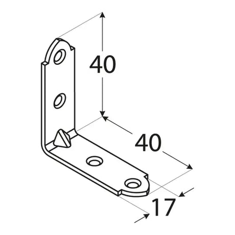 KW2  Colțar unghi îngust 40x40x17x1,5 mm