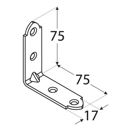 KW4  Colțar unghi îngust 75x75x17x2,0 mm