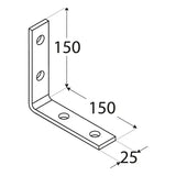 KW7  Colțar unghi îngust 150x150x25x5,0 mm